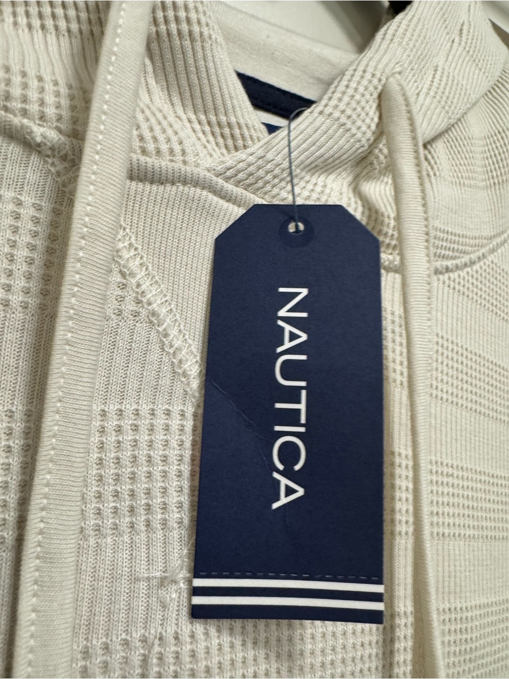 NWT Nautica Big & Tall 3XL Natural Waffle Knit Pullover Hoodie MSRP 89.50 - Picture 4 of 5